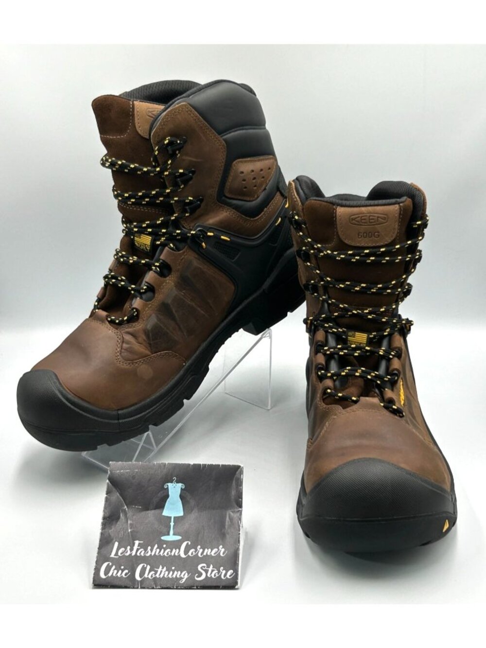 NWOB Keen Men's Tan Leather Utility 8" Dover Seel Toe Work Boots Size 14D 3064